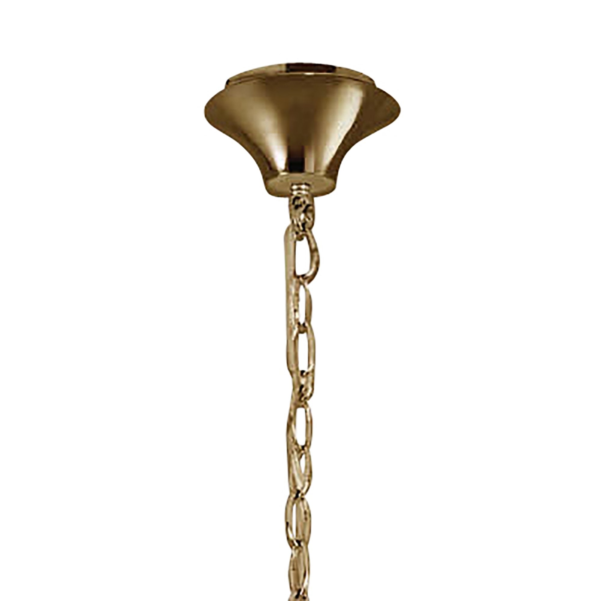 Tiffany Pendant 6+6 Light E14+G9, French Gold With Soft Bronze Shades & Clear Crystal