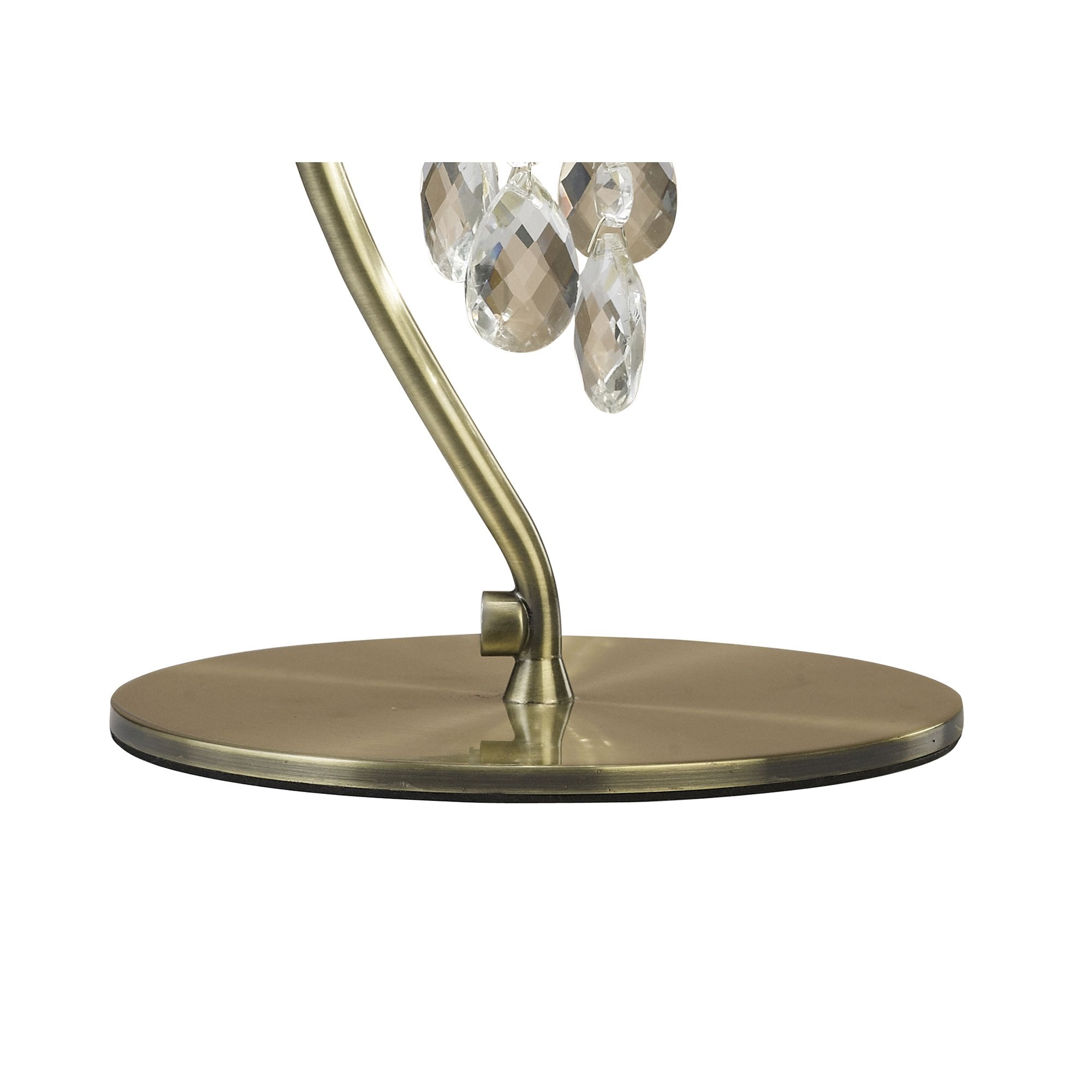 M3888 Tiffany Table Lamp 1+1 Light E14+G9, Antique Brass With White Shade & Clear Crystal