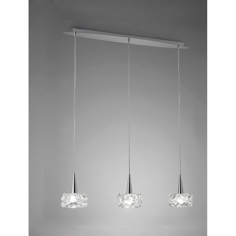 O2 Pendant 3 Light G9 Line Small, Polished Chrome