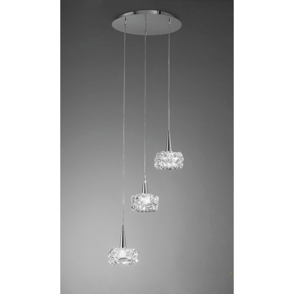 O2 Pendant 3 Light G9, Polished Chrome