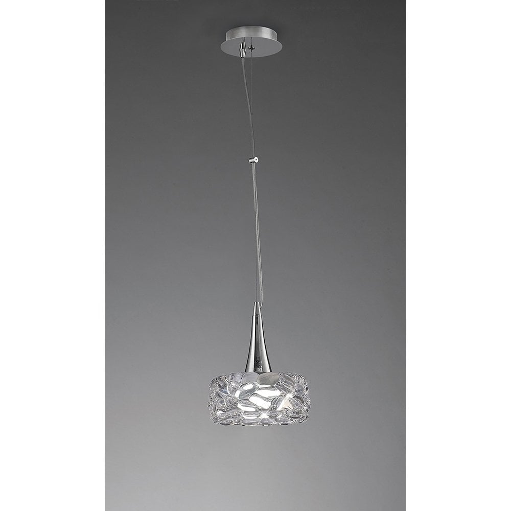 O2 Pendant 1 Light E27 Large, Polished Chrome