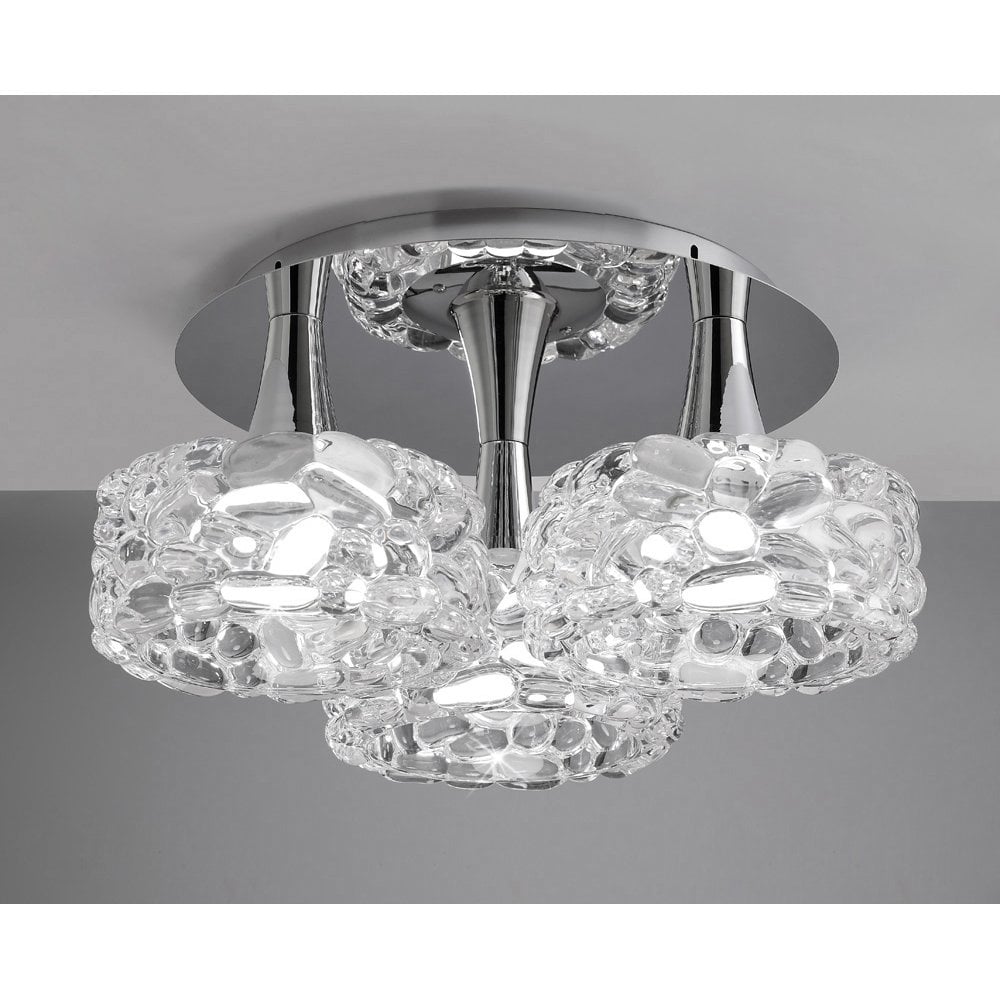 O2 Ceiling 3 Light E27 Large, Polished Chrome