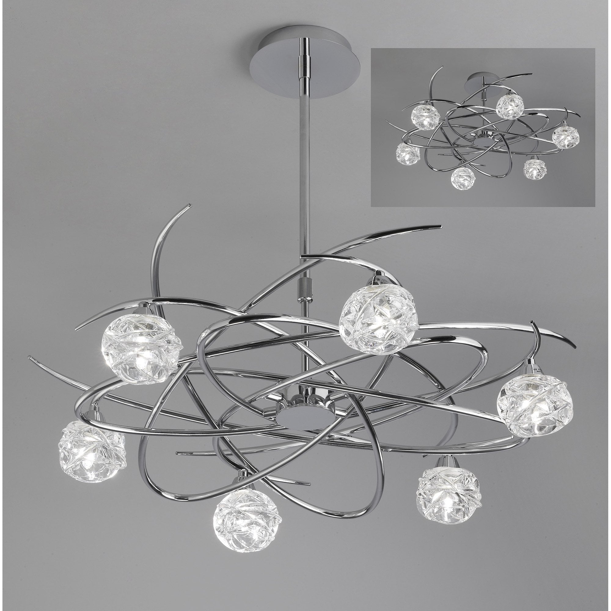 Maremagnum Telescopic Semi Flush Convertible 6 Light G9, Polished Chrome