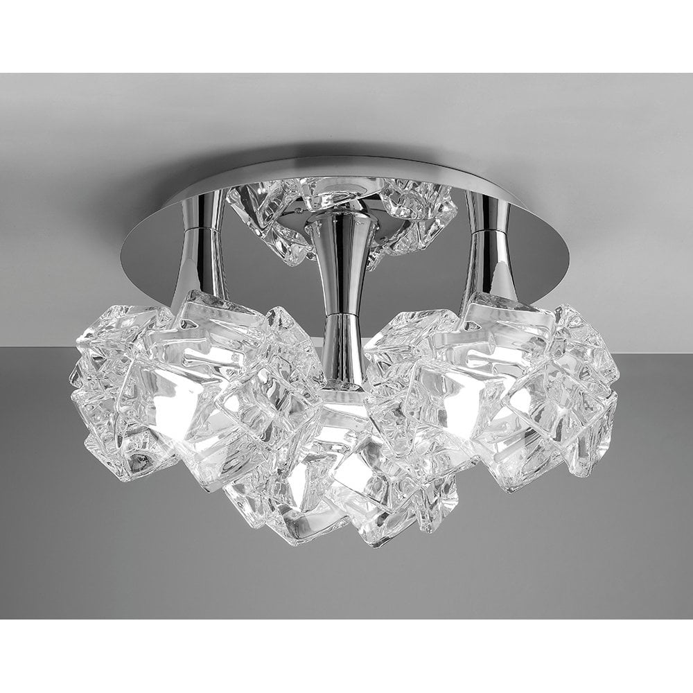 Artic Ceiling 3 Light E27 Round Large, Polished Chrome