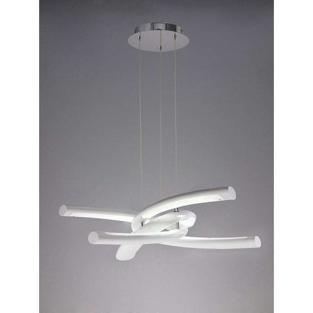 Knot Pendant 36W LED 3000K, 3600lm, Gloss White/White Acrylic/Polished Chrome, 3yrs Warranty