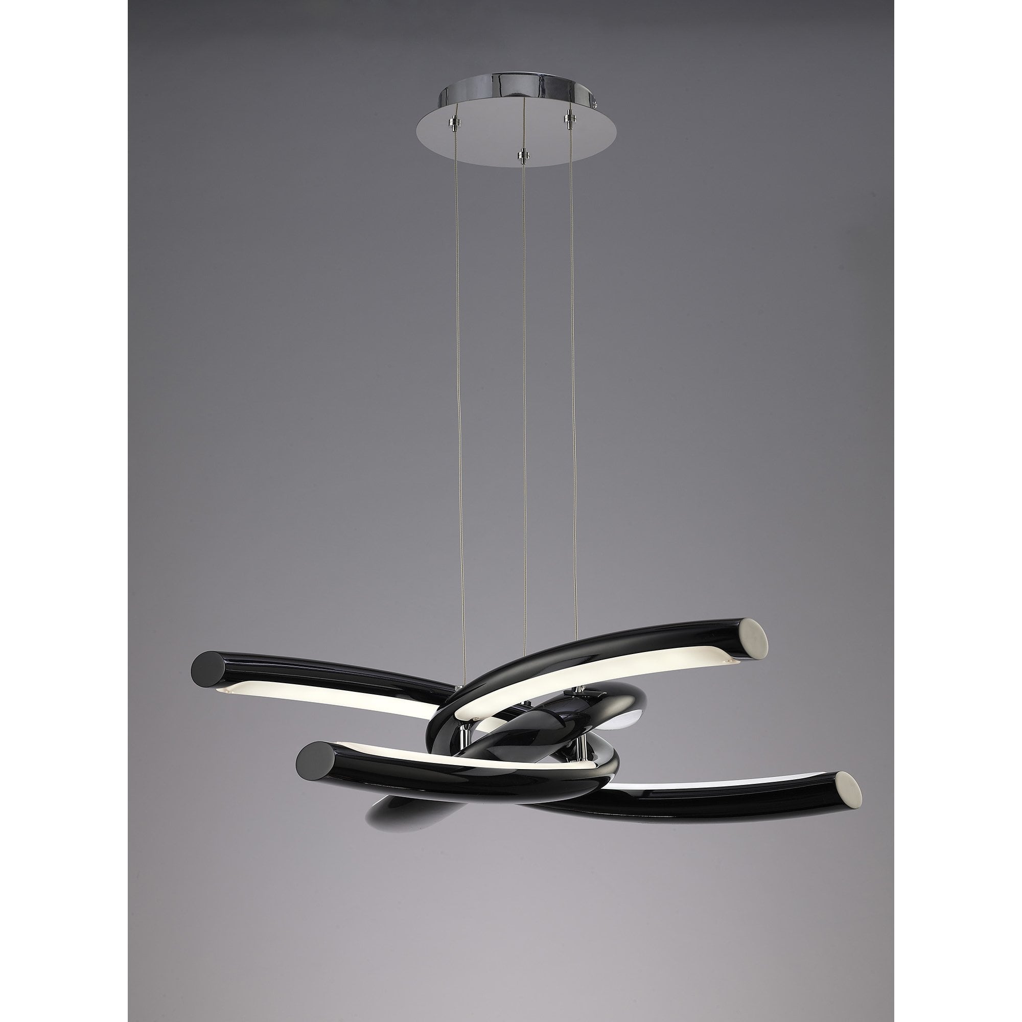 Knot Pendant 36W LED 3000K, 3600lm, Gloss Black/White Acrylic/Polished Chrome, 3yrs Warranty