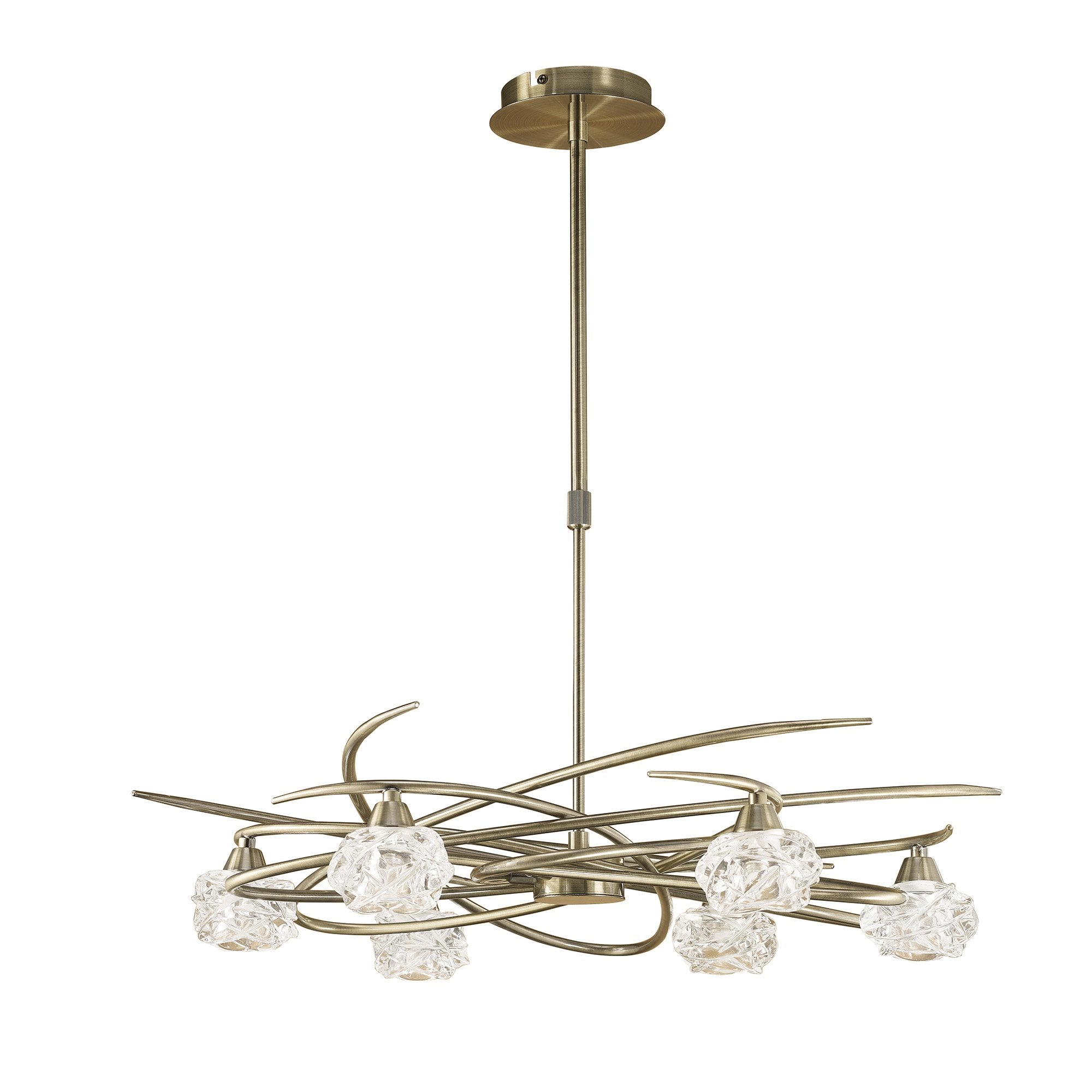 Maremagnum Telescopic Semi Flush Convertible 6 Light G9, Antique Brass