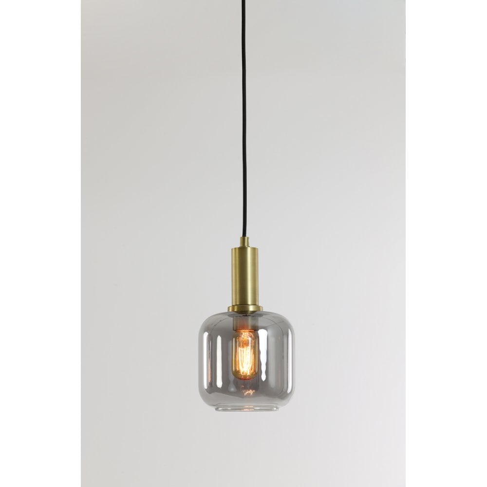 Hanging Lamp 21x35.5cm Lekar Antique Bronze+Smoked Glass