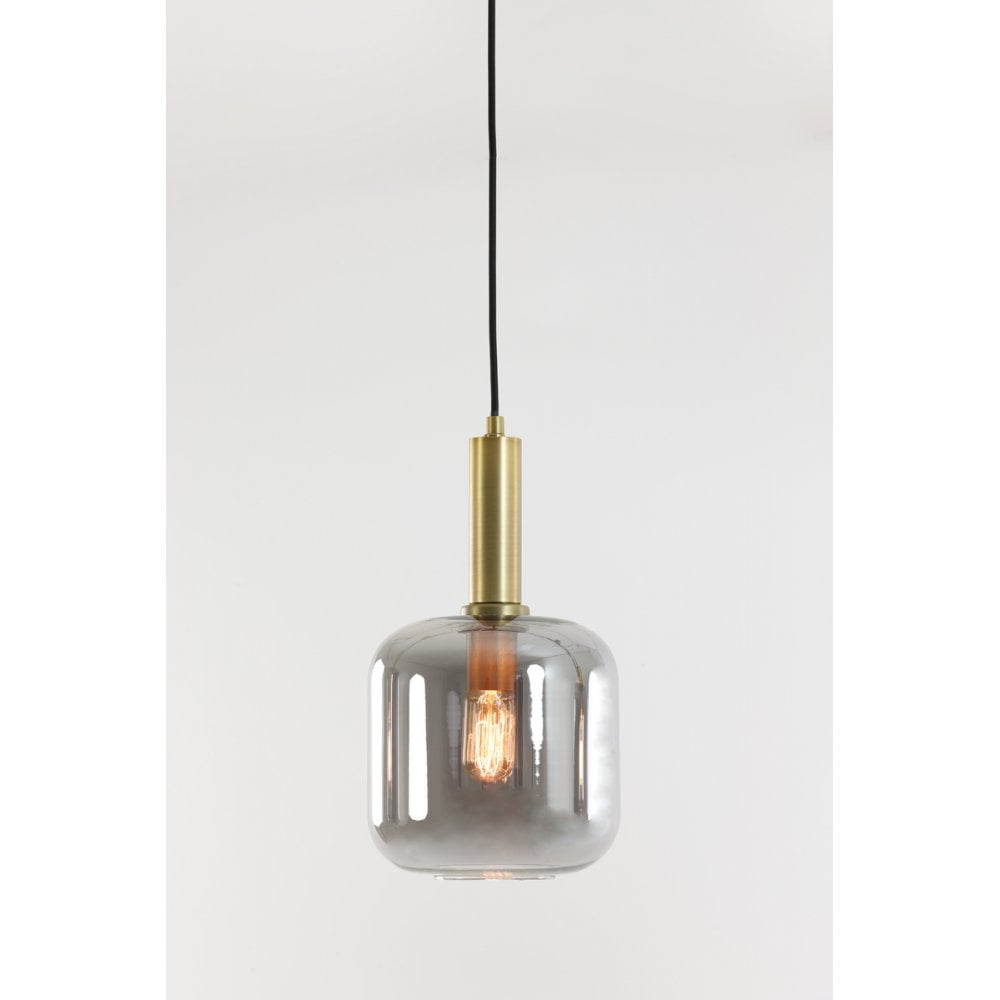 Hanging Lamp 16x26cm Lekar Antique Bronze+Smoked Glass