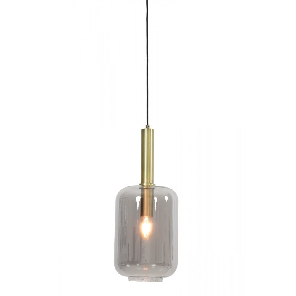 Hanging Lamp 22x32cm Lekar Antique Bronze+Smoked Glass