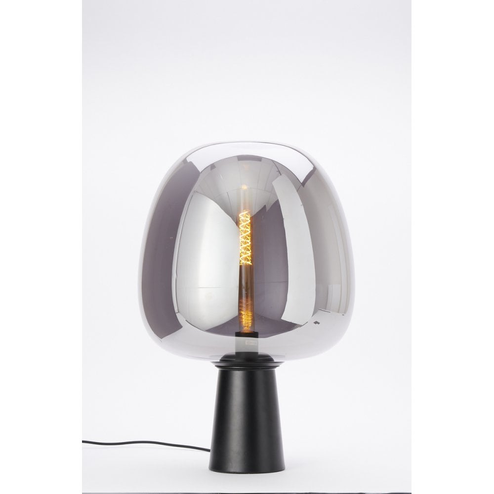 Table Lamp 40x59cm Mayson Matt Black+Glass Smoke