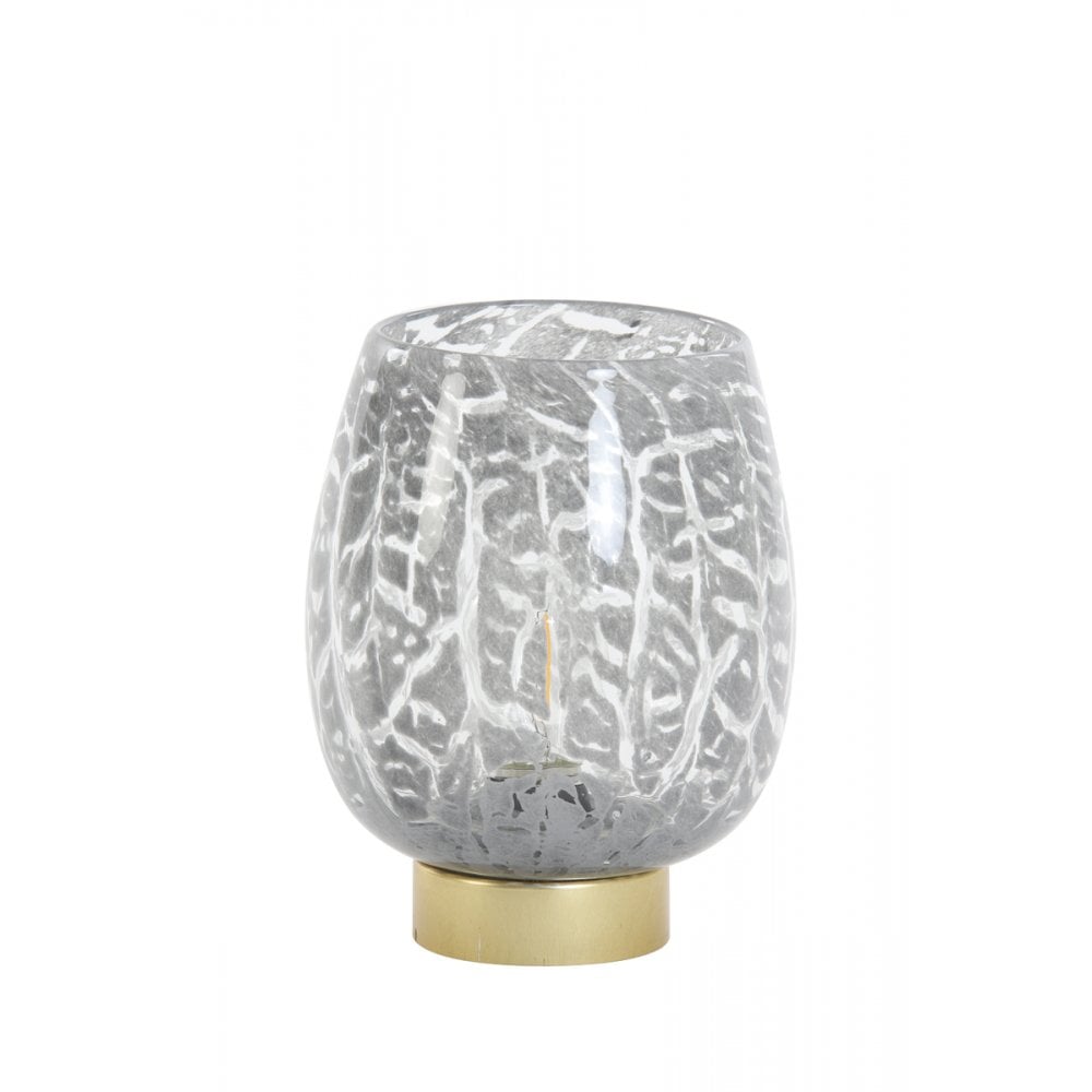 Table Lamp LED 15x19cm Sylas Glass Grey+Bronze