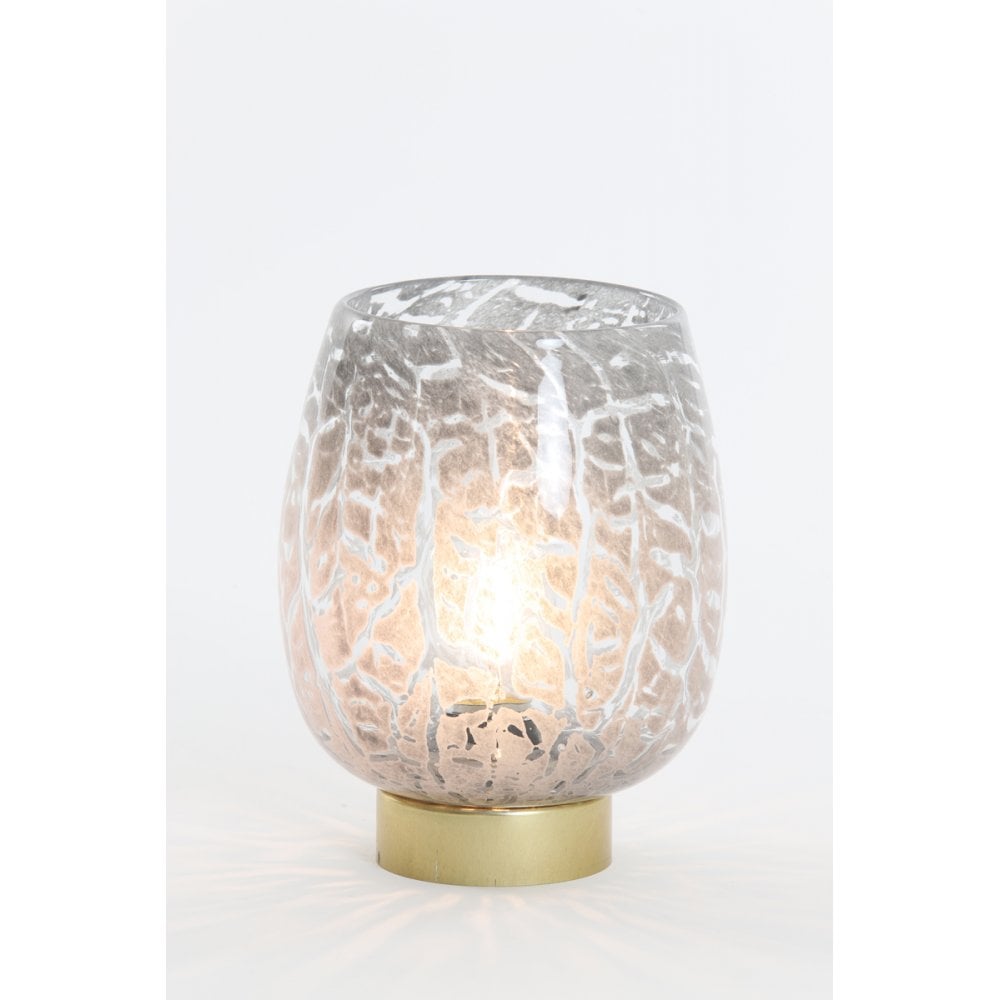 Table Lamp LED 15x19cm Sylas Glass Grey+Bronze