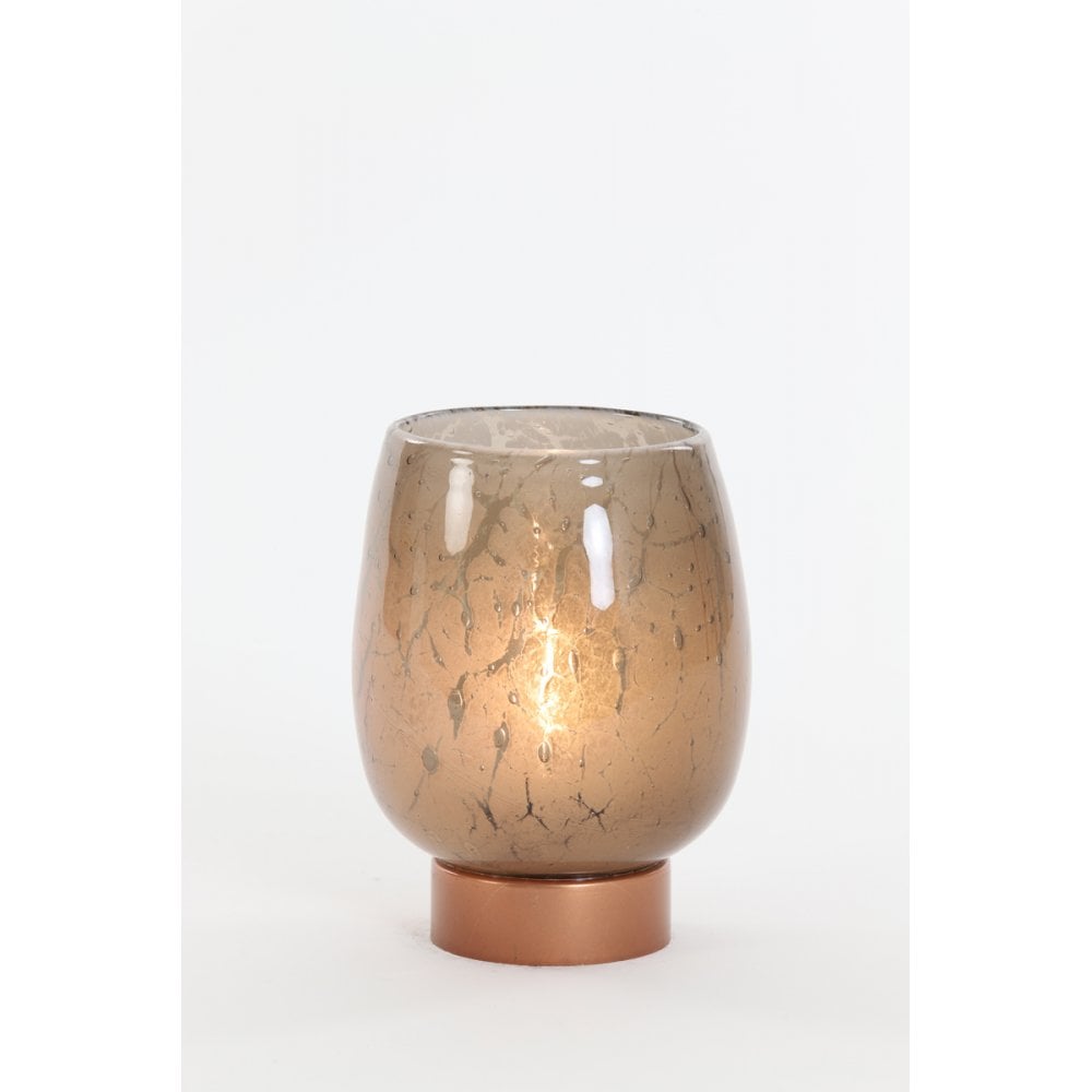 Table Lamp LED 13x17cm Sylas Glass Brown+Copper