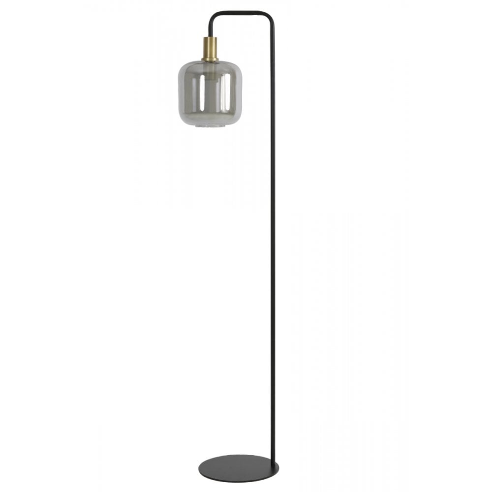 Floor Lamp 28x155cm Lekar Antique Bronze+Smoked Glass