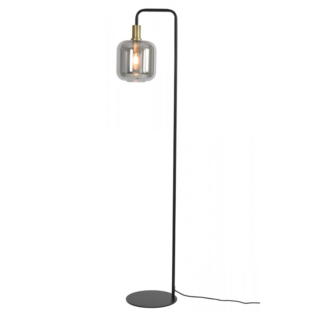 Floor Lamp 28x155cm Lekar Antique Bronze+Smoked Glass