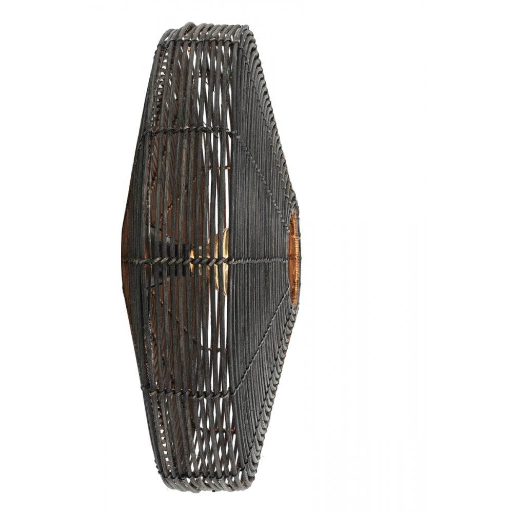 Wall Lamp 60x21cm Mataka Rattan Dark Brown