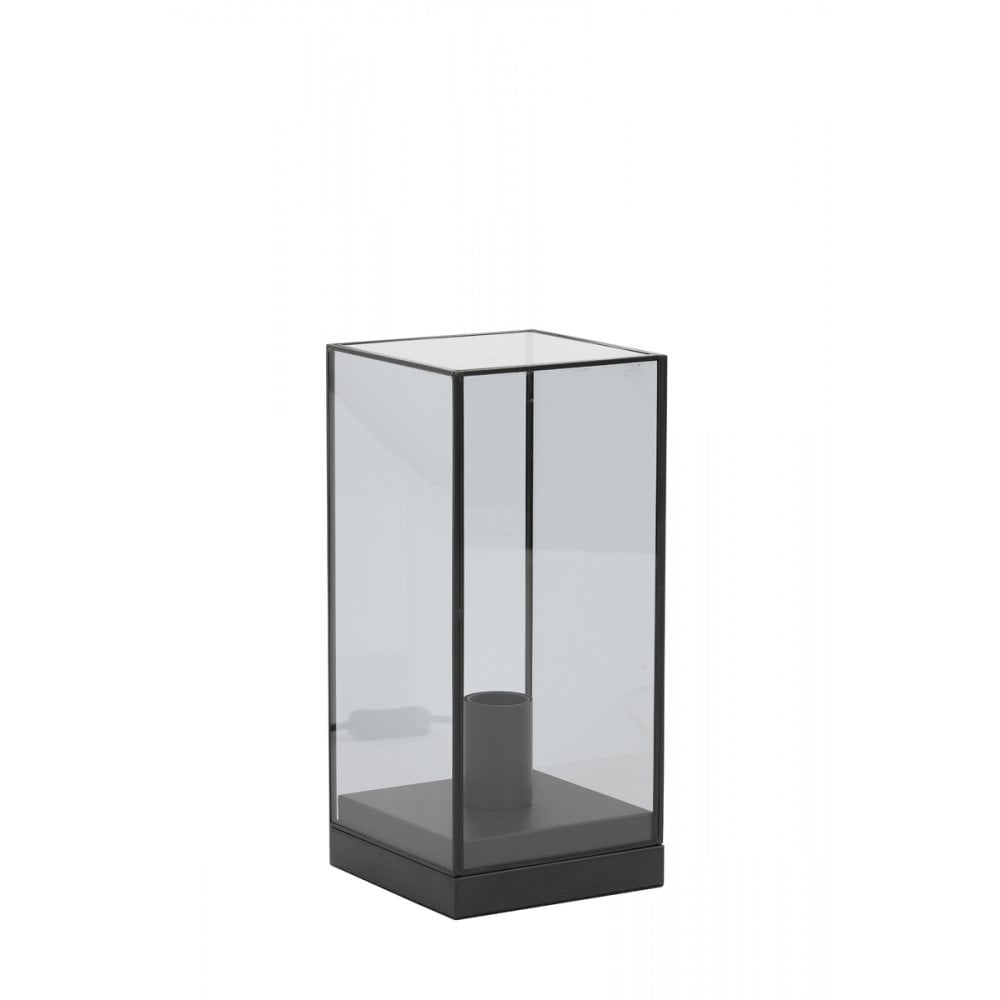 Table Lamp 15x15x32.5cm Askjer Matt Black+Smoked Glass