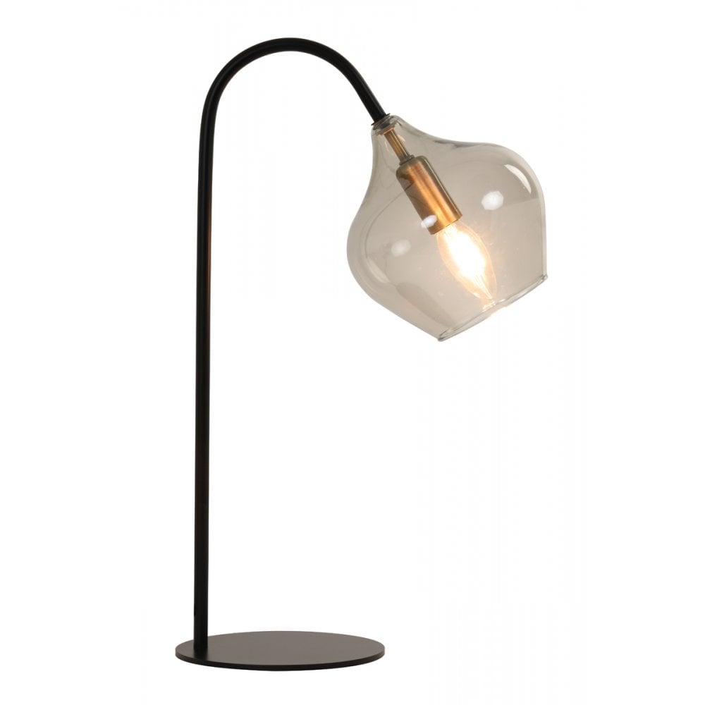 Table Lamp E14 28x17x50.5cm Rakel Matt Black+Smoked