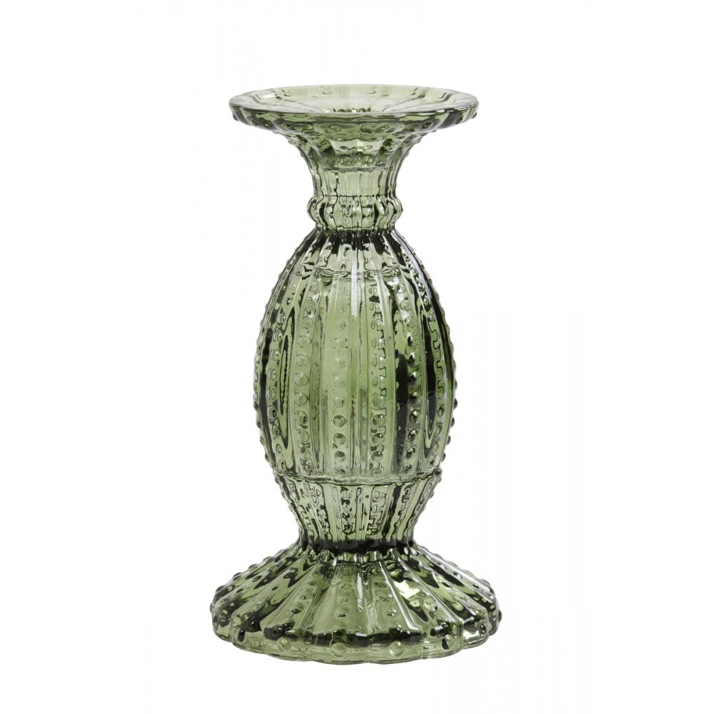 Candle Holder 10x19cm Aguamala Glass Olive Green