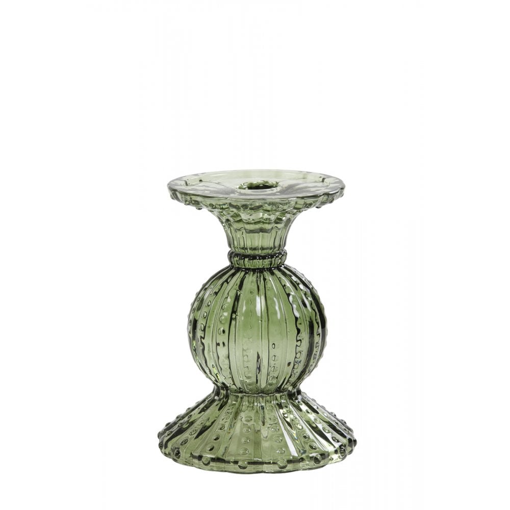 Candle Holder 10x14cm Aguamala Glass Olive Green