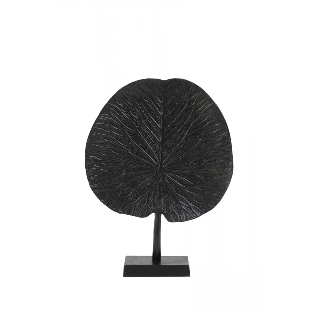 Ornament On Base 25x6.5x34cm Leaf Black