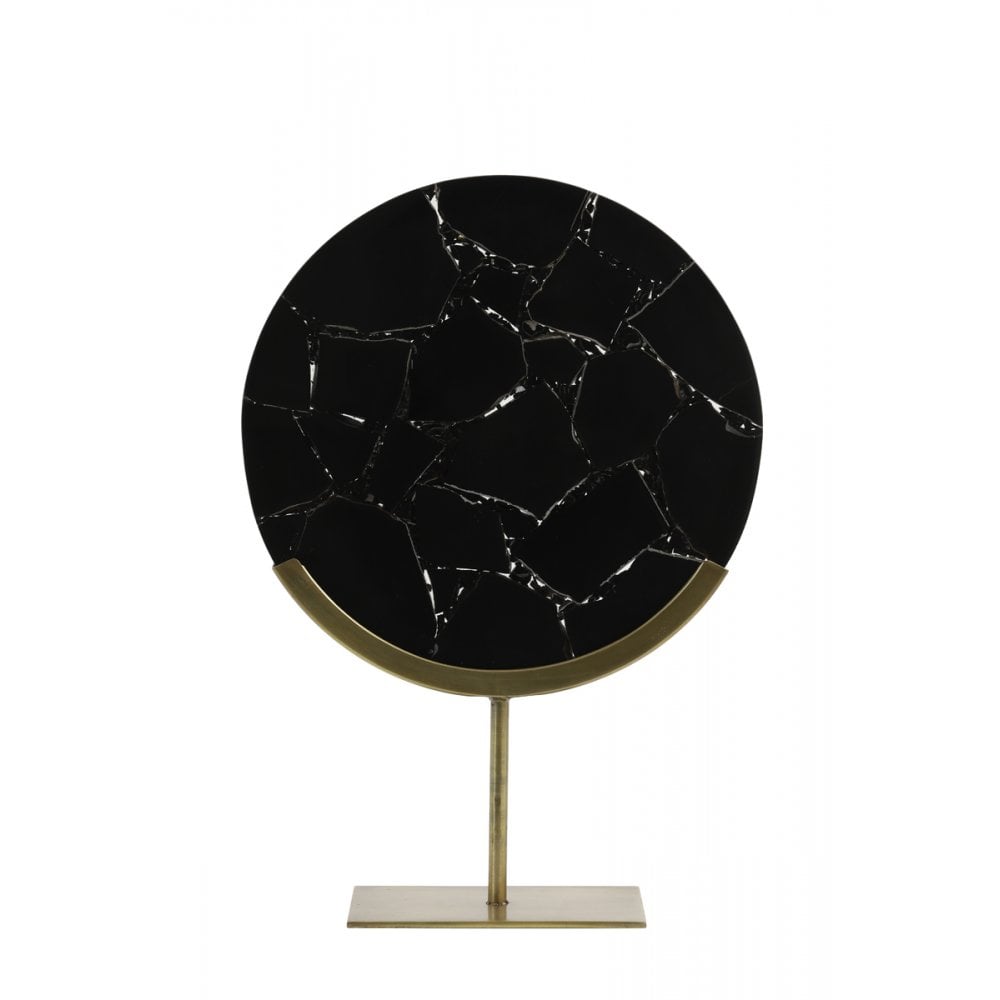 Ornament On Foot 35x12x50cm Gouya Black Agate+Ant. Bronze