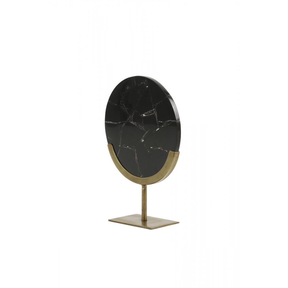 Ornament On Foot 25x11x35cm Gouya Black Agate+Ant. Bronze