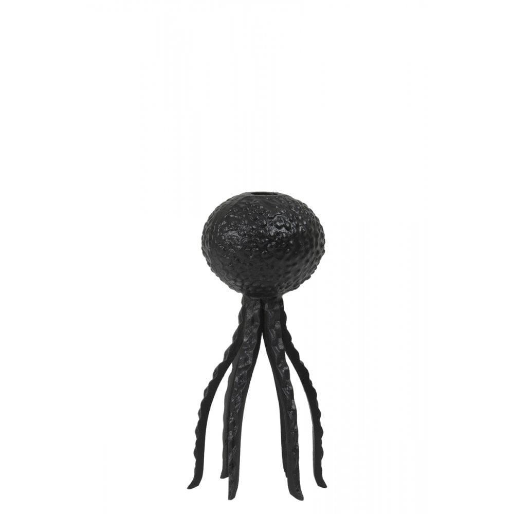 Candle Holder 12x25cm Octopus Matt Black