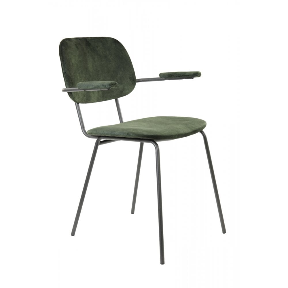 Dining Chair 58x58x82cm Emma Velvet Dark Green-Dark Grey