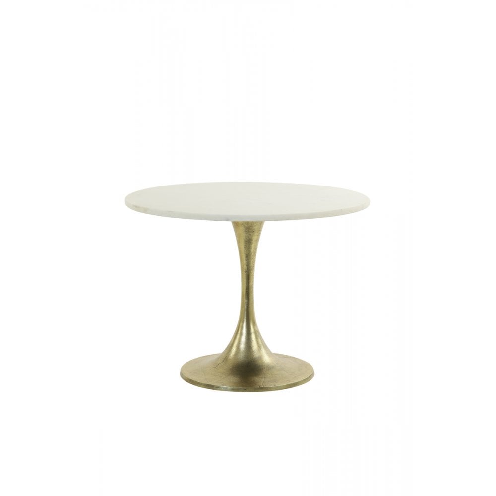 Side Table 61x41cm Rickerd White Marble+Antique Bronze