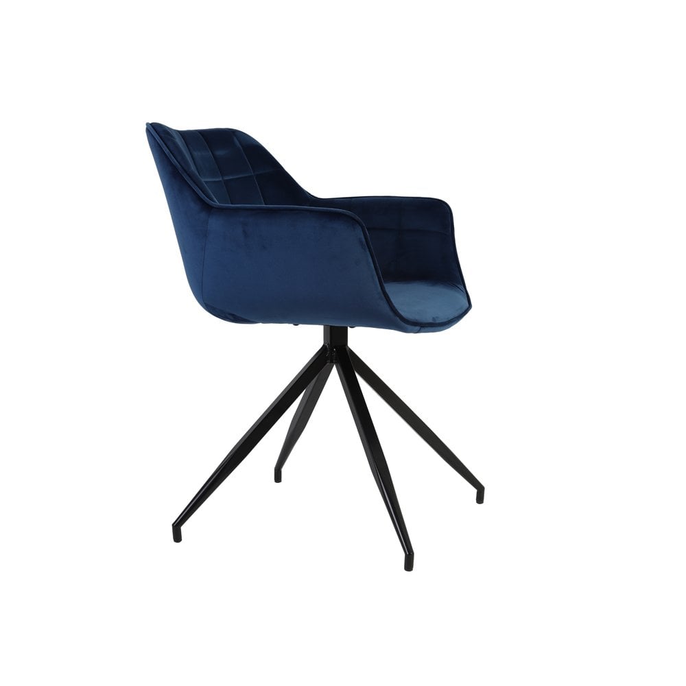 Dining Chair 62x52x81cm Jaimy Velvet Blue+Black