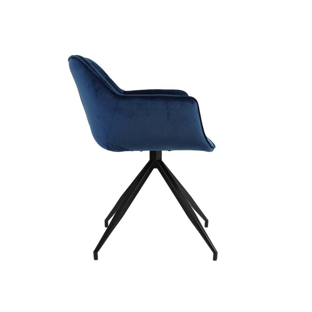 Dining Chair 62x52x81cm Jaimy Velvet Blue+Black