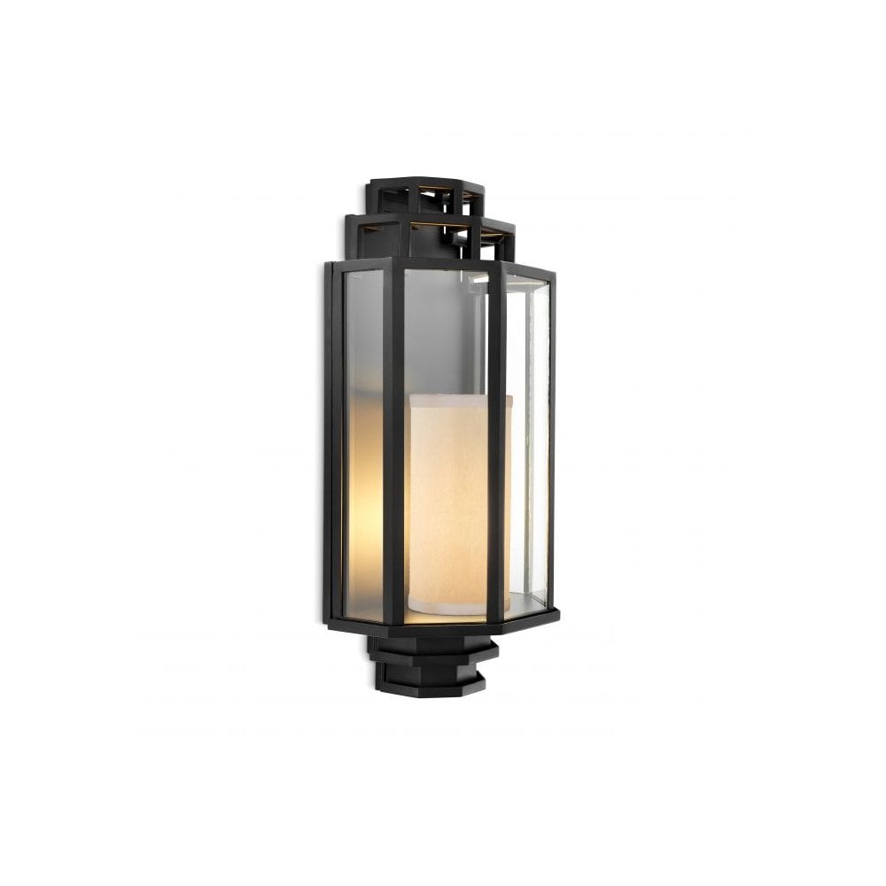 Wall Lamp Monticello, Black Finish, Clear Glass