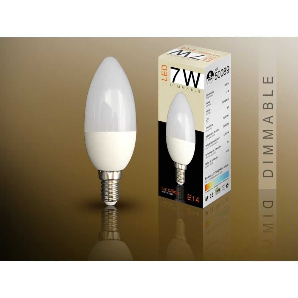 LED Candle Bulb, Dimmable 3000K 7W E14