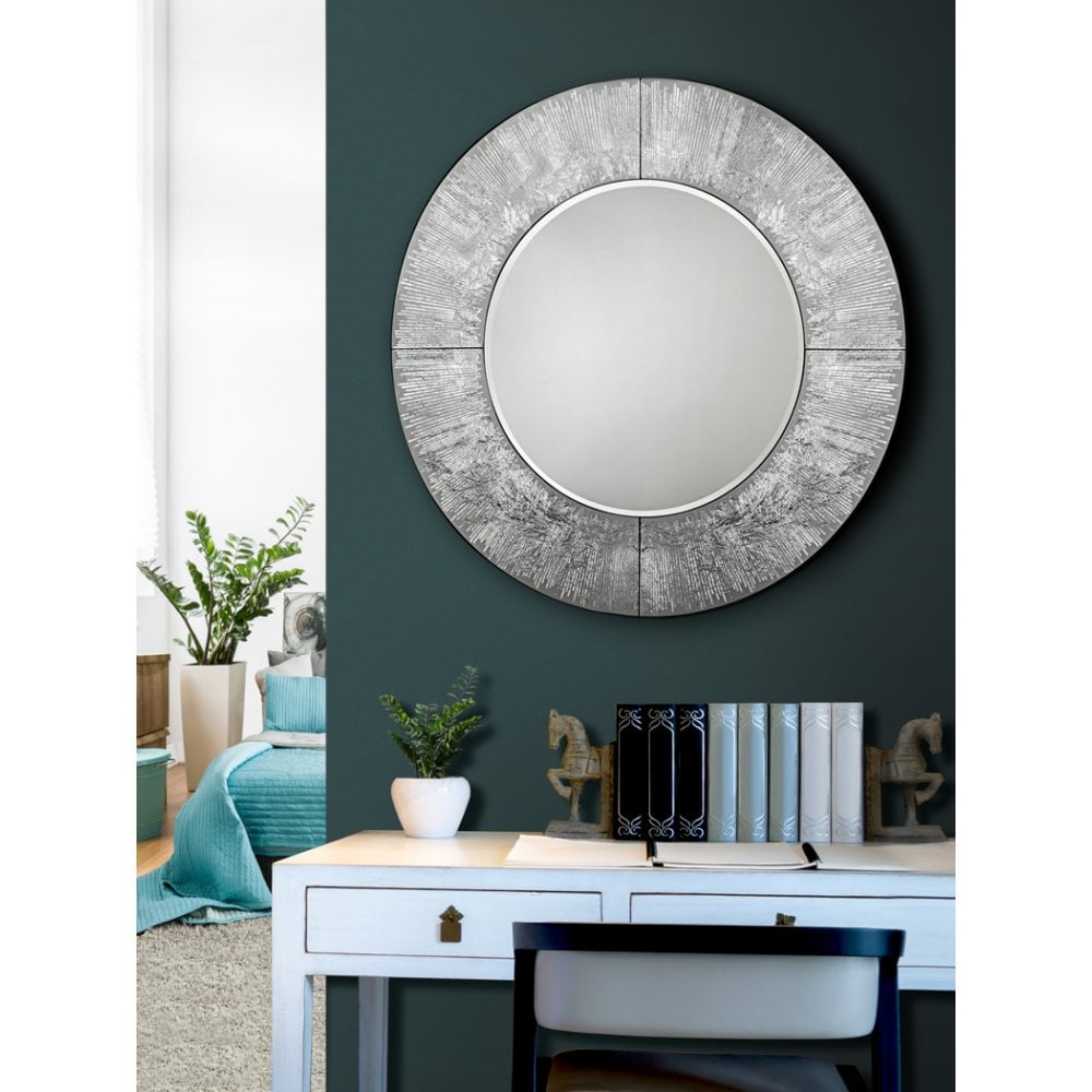 Aurora Silver Round Mirror