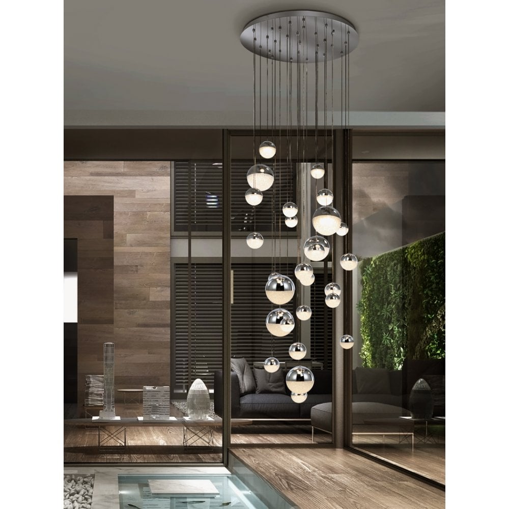 Sphere Large Chrome Chandelier Lamp, 80cm, 27 LED, CCT