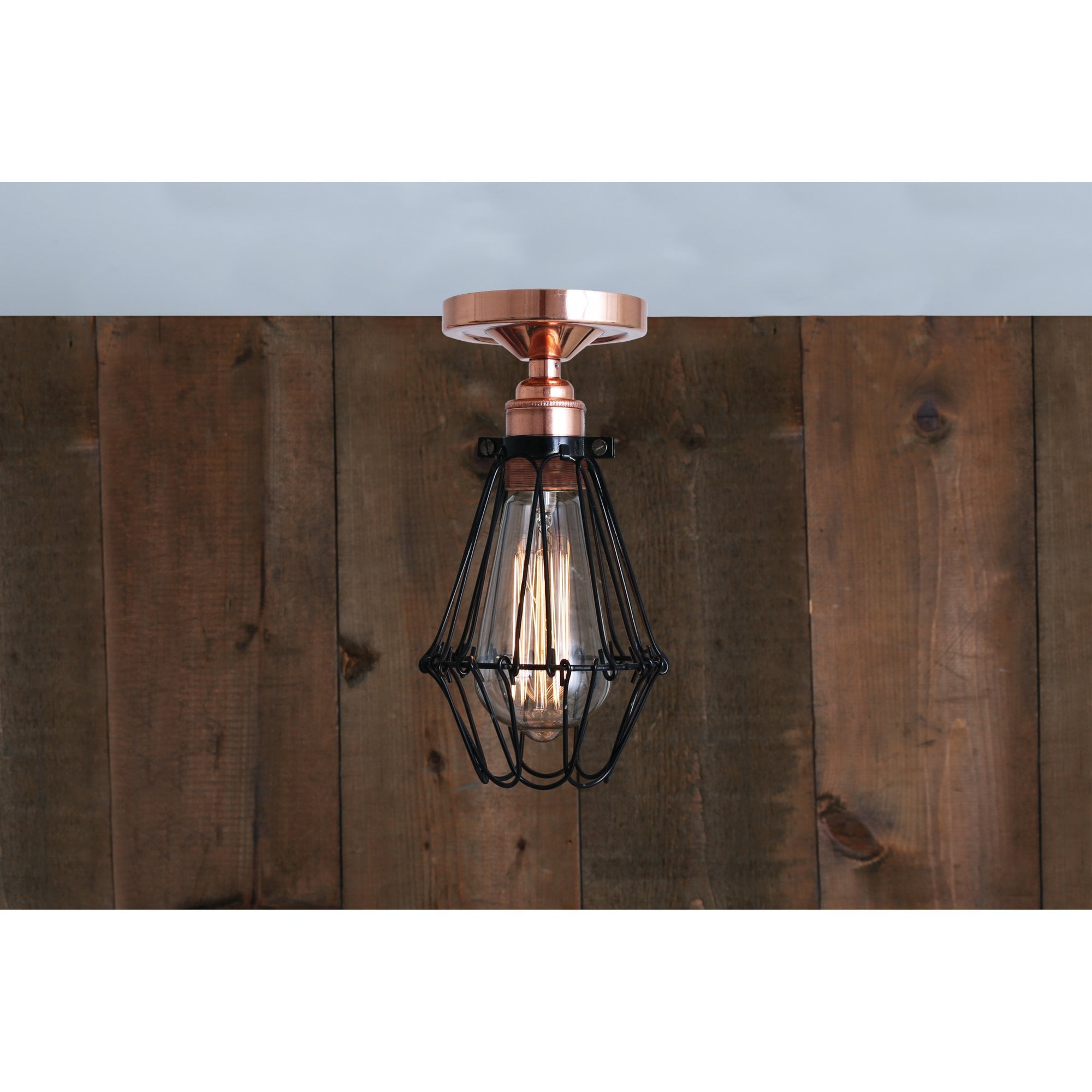 Juba Flush Cage Light, Copper