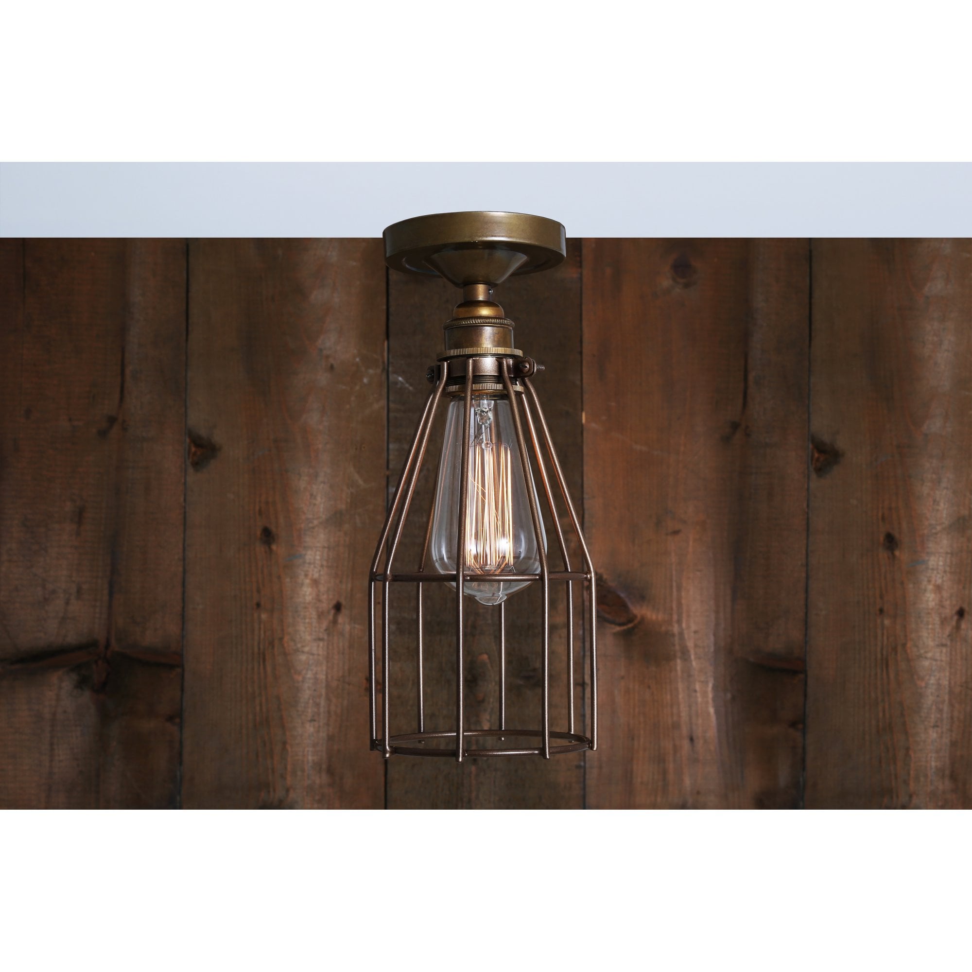 Raze Flush Light Sage Green Cage Chrome Lampholder