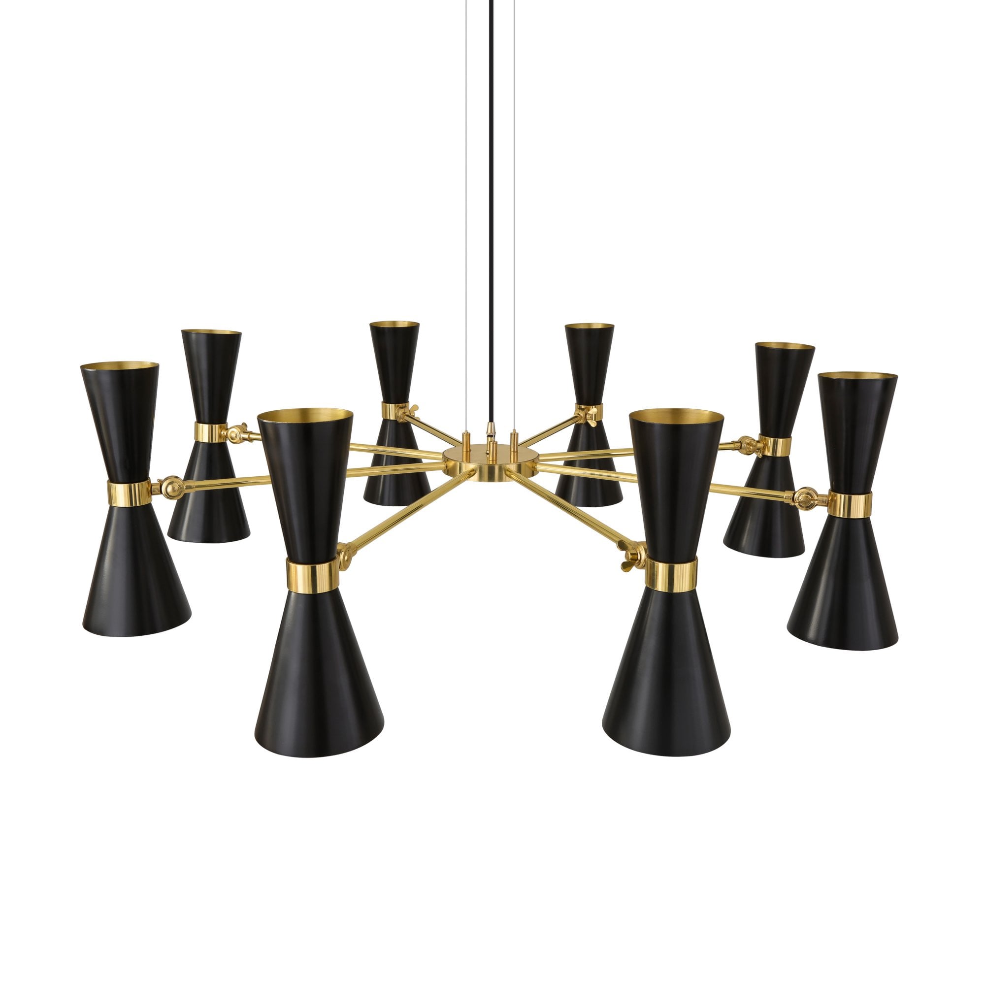 Cairo 8 Arm Chandelier, Polished Brass & Matt Black