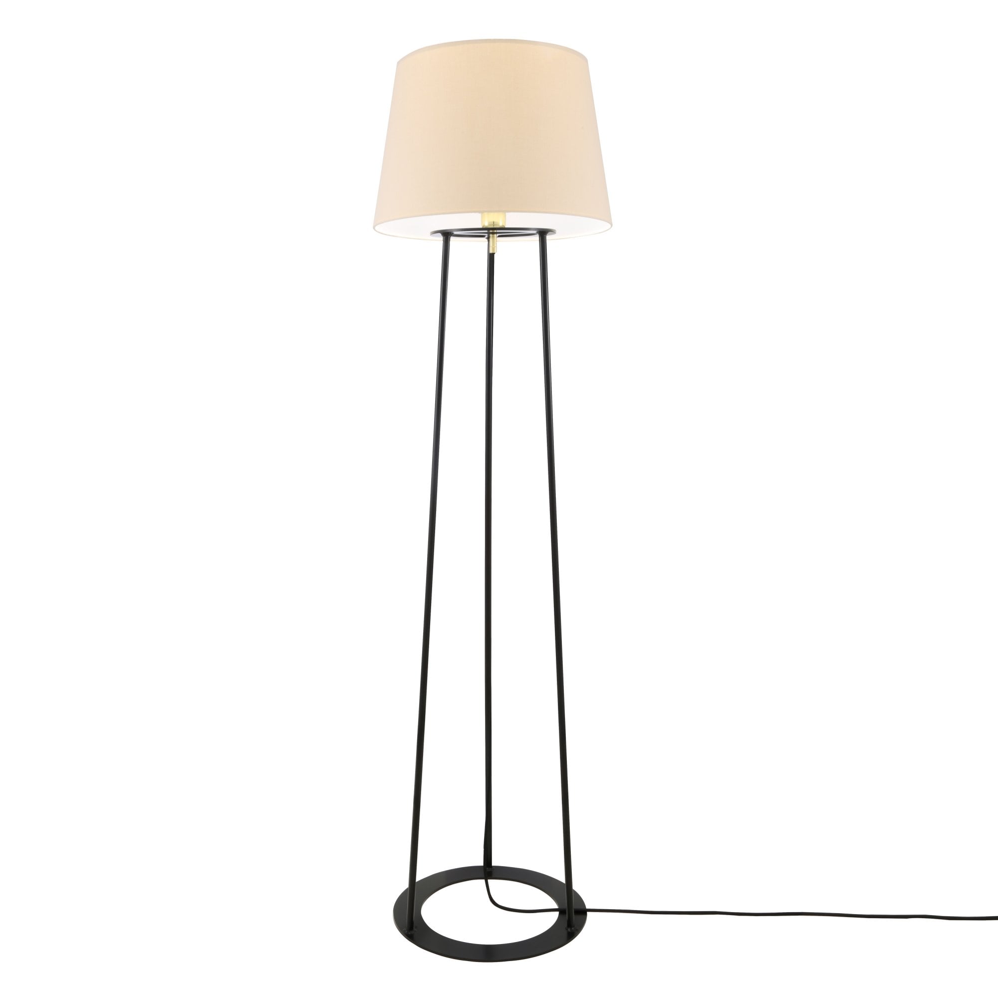 Borris Floor Lamp, Matt Black & Pol Brass