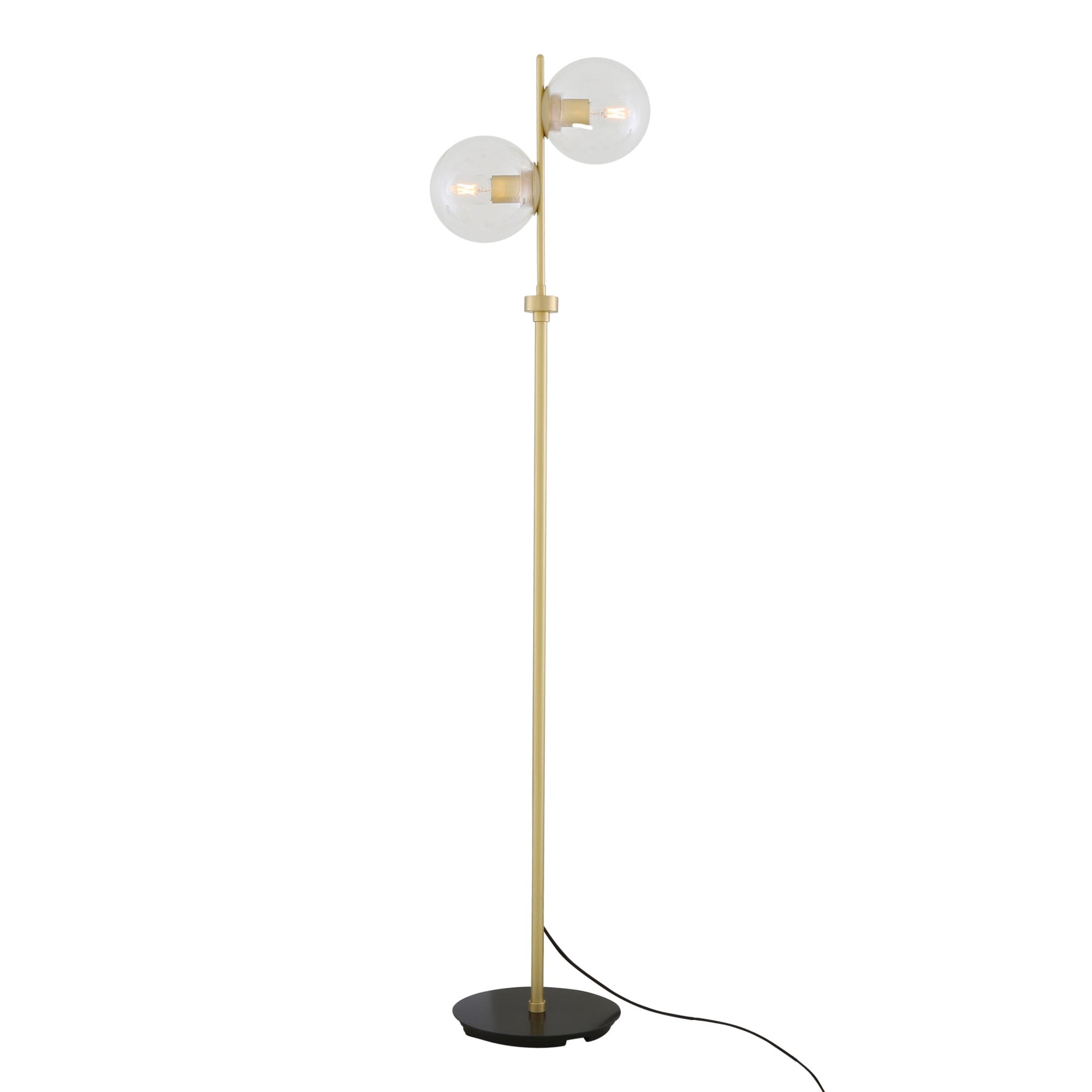 Madison Floor Lamp, Matt Black & Antique Brass, Clear