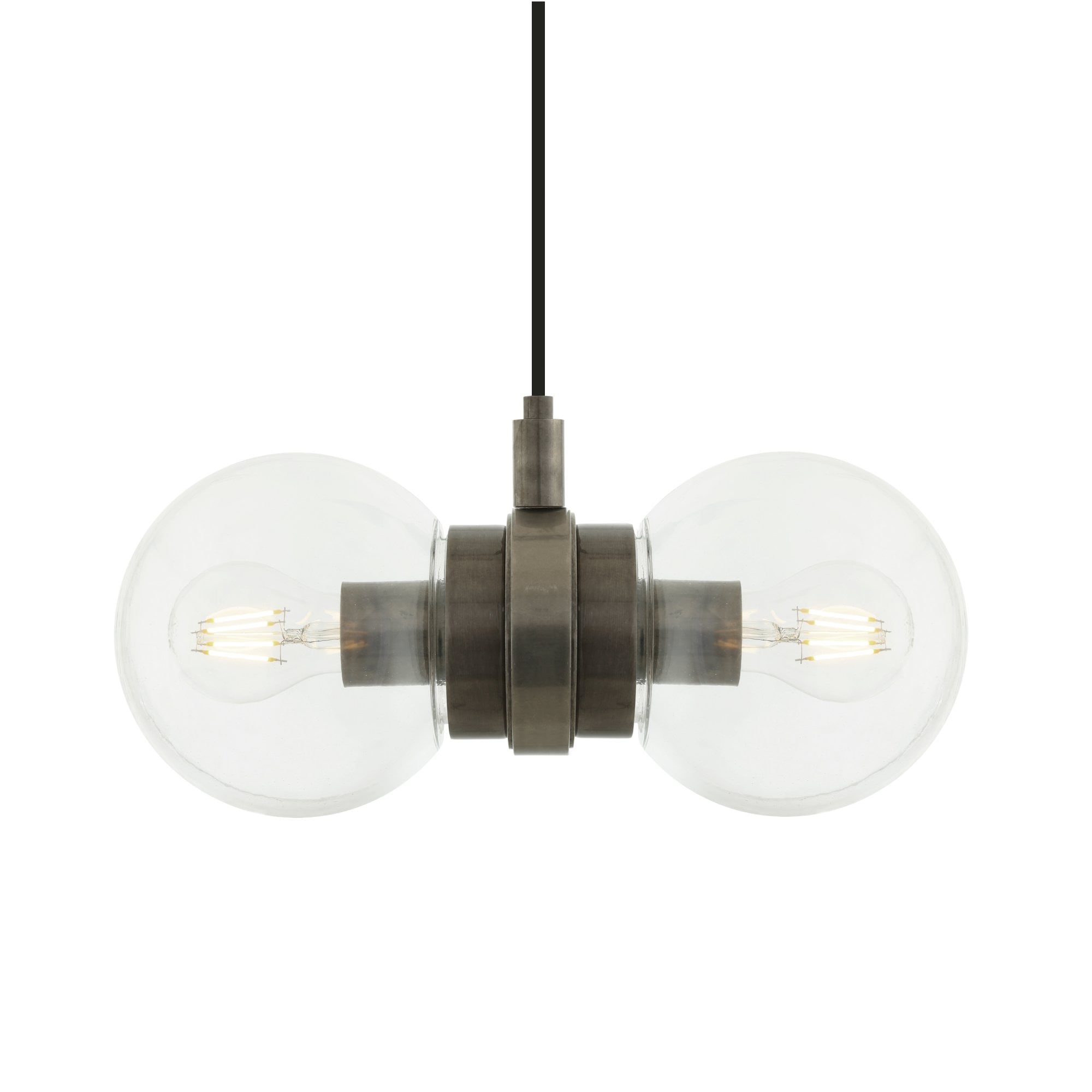 Eske Double Pendant, Antique Brass, Clear Glass