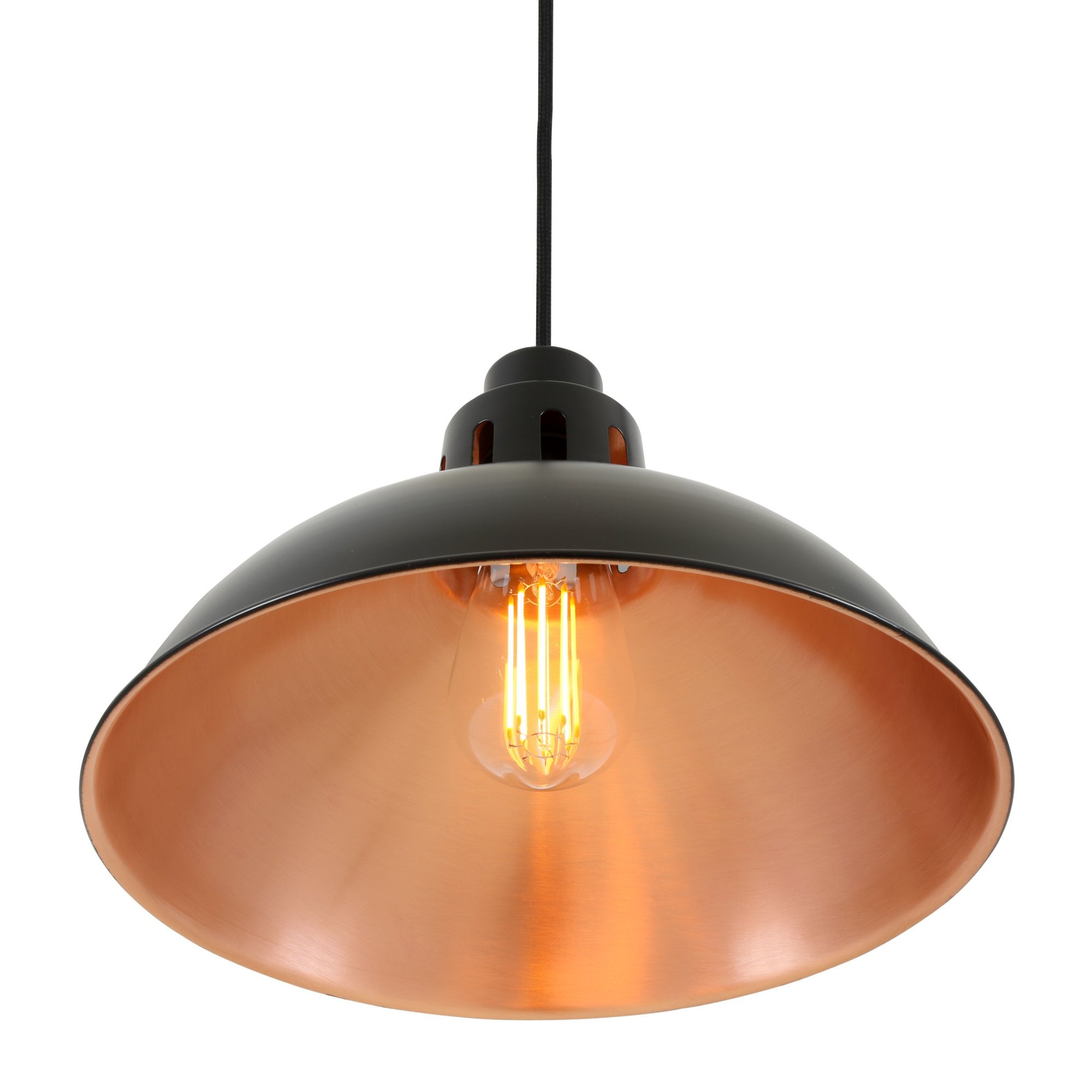 Bessemer Pendant Light, Matt Black & Satin Copper