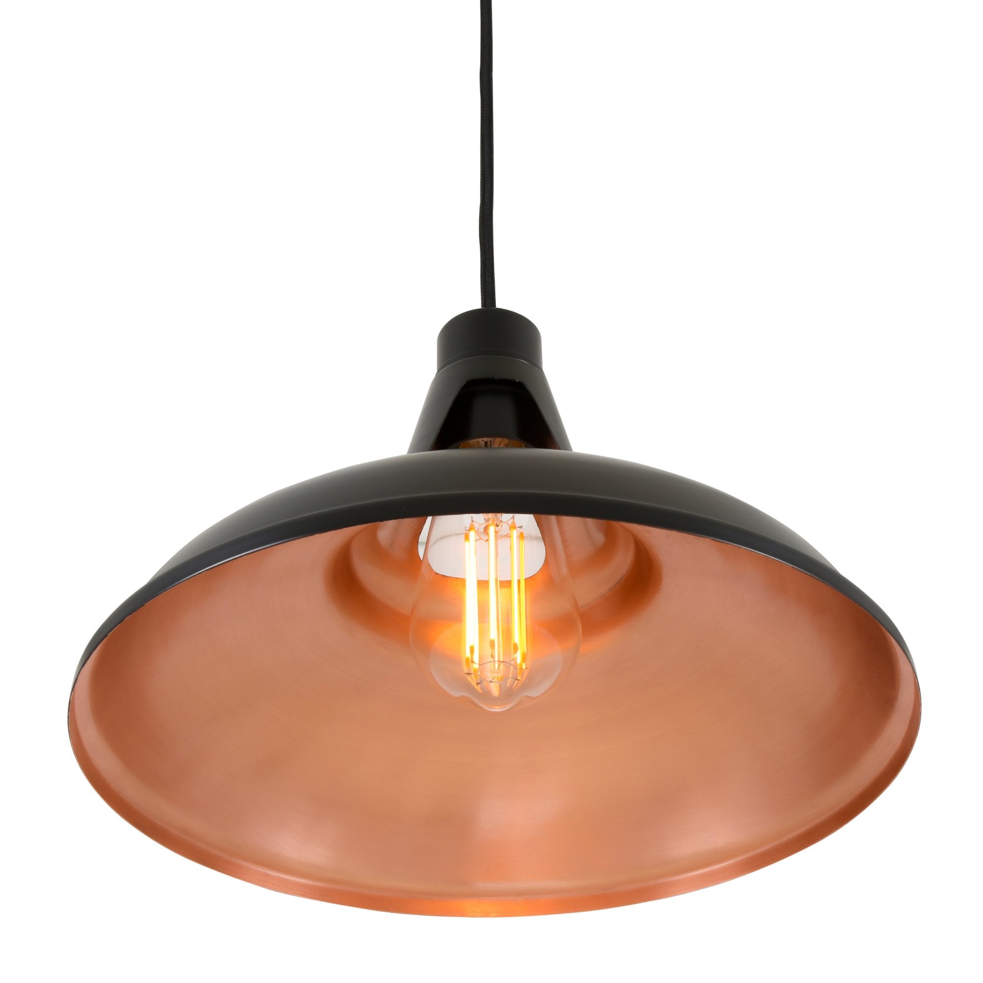 Alma Pendant Light, Matt Black & Satin Copper