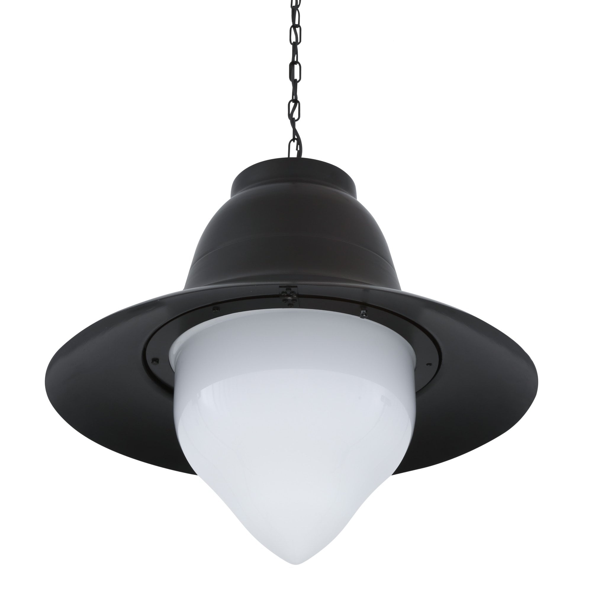 Knightsdale Pendant, Matt Black, Opal Glass