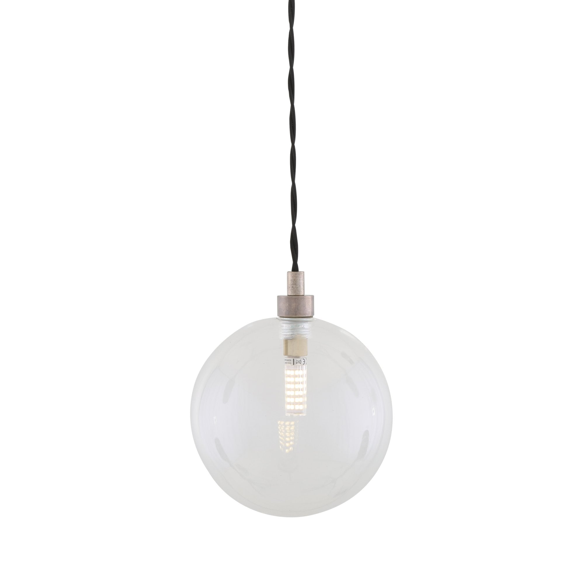 Madlin Pendant, Antique Brass, Clear Glass