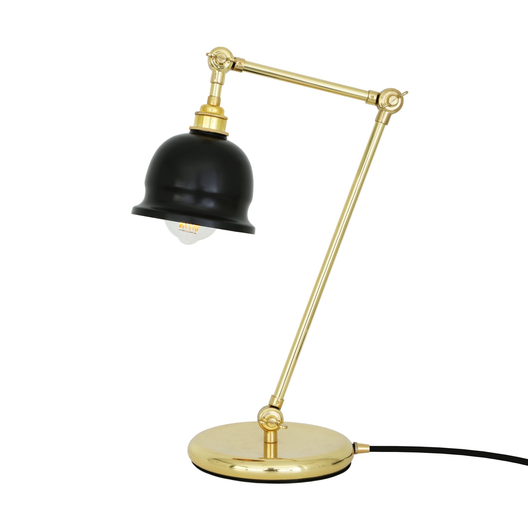 Nico Table Lamp, Polished Brass, Black Shade