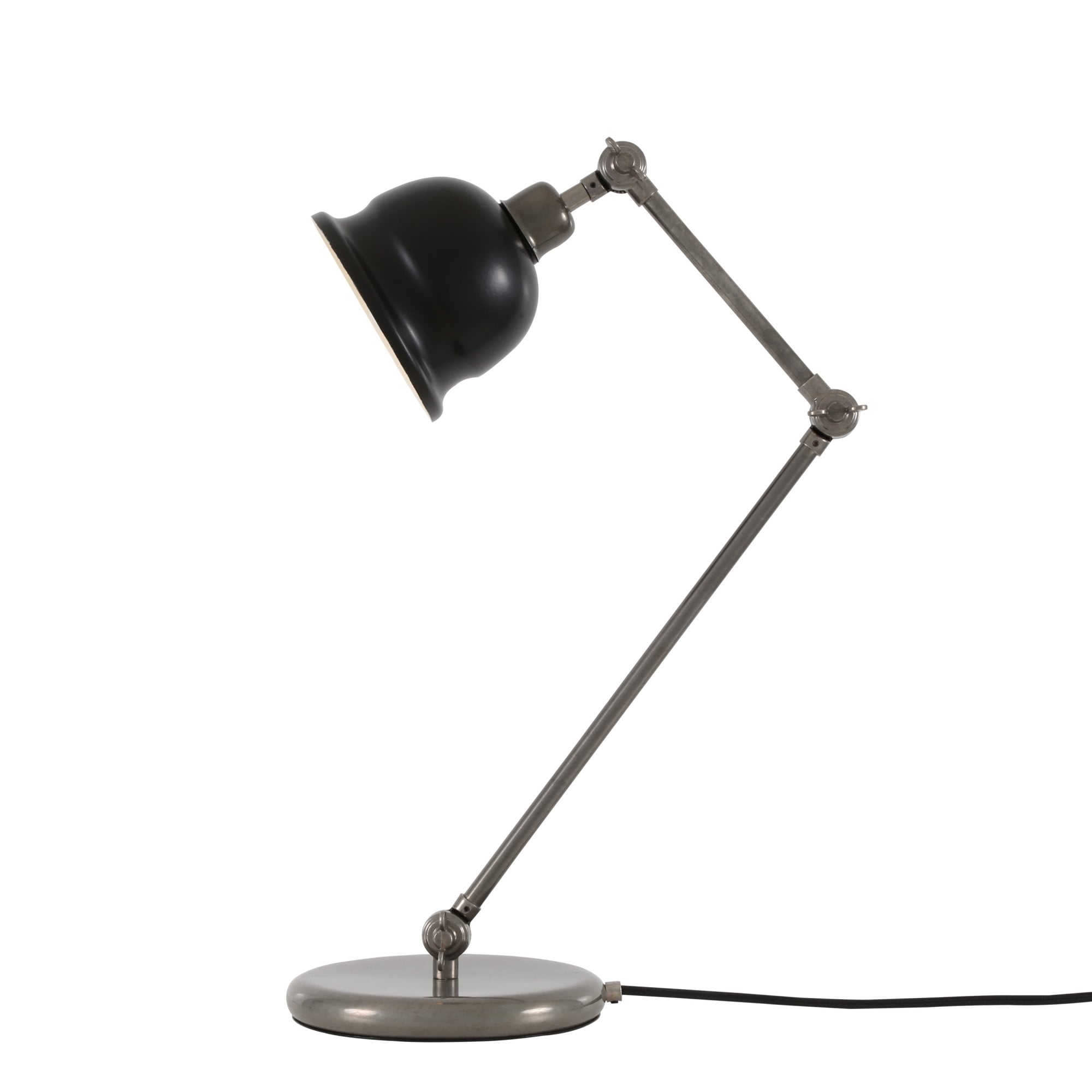 Nico Table Lamp, Antique Silver, Black Shade