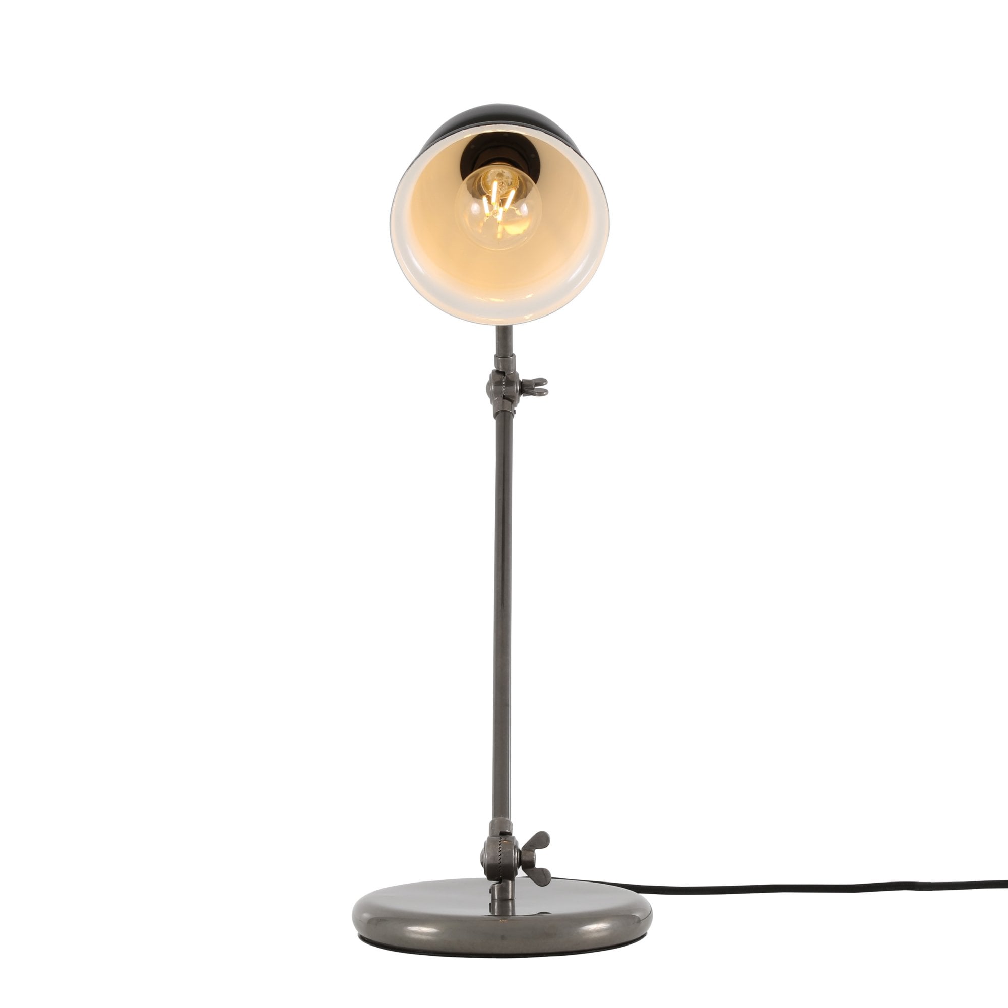 Nico Table Lamp, Antique Silver, Black Shade